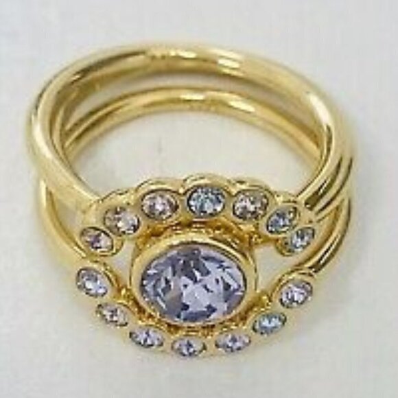 💕TED BAKER💕 Crystal Stacking Ring Light Blue - Picture 6 of 8